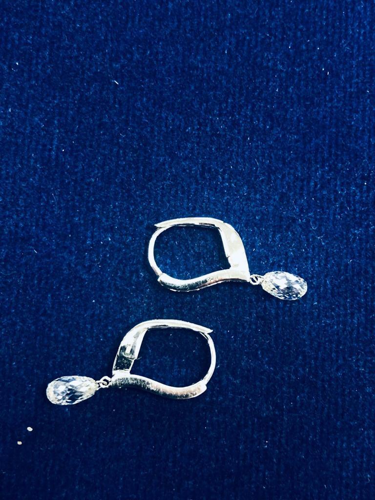 Women's PANIM 2 Carat Diamond Briolette 18K White Gold Dangling Earrings For Sale