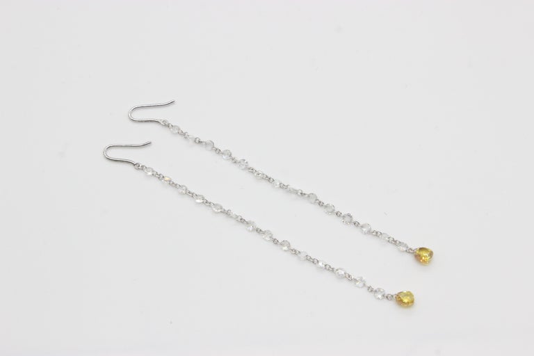 Panim 2 Carat Rosecut and Fancy Color Briolette 18k White Gold Drop ...