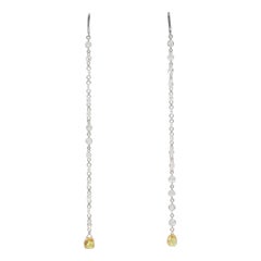 PANIM 2 Carat Rosecut & Fancy Color Briolette 18k White Gold Drop Earrings