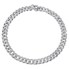 PANIM 20 Carat Pave Diamond Miami Cuban Link Necklace in 18 Karat White Gold