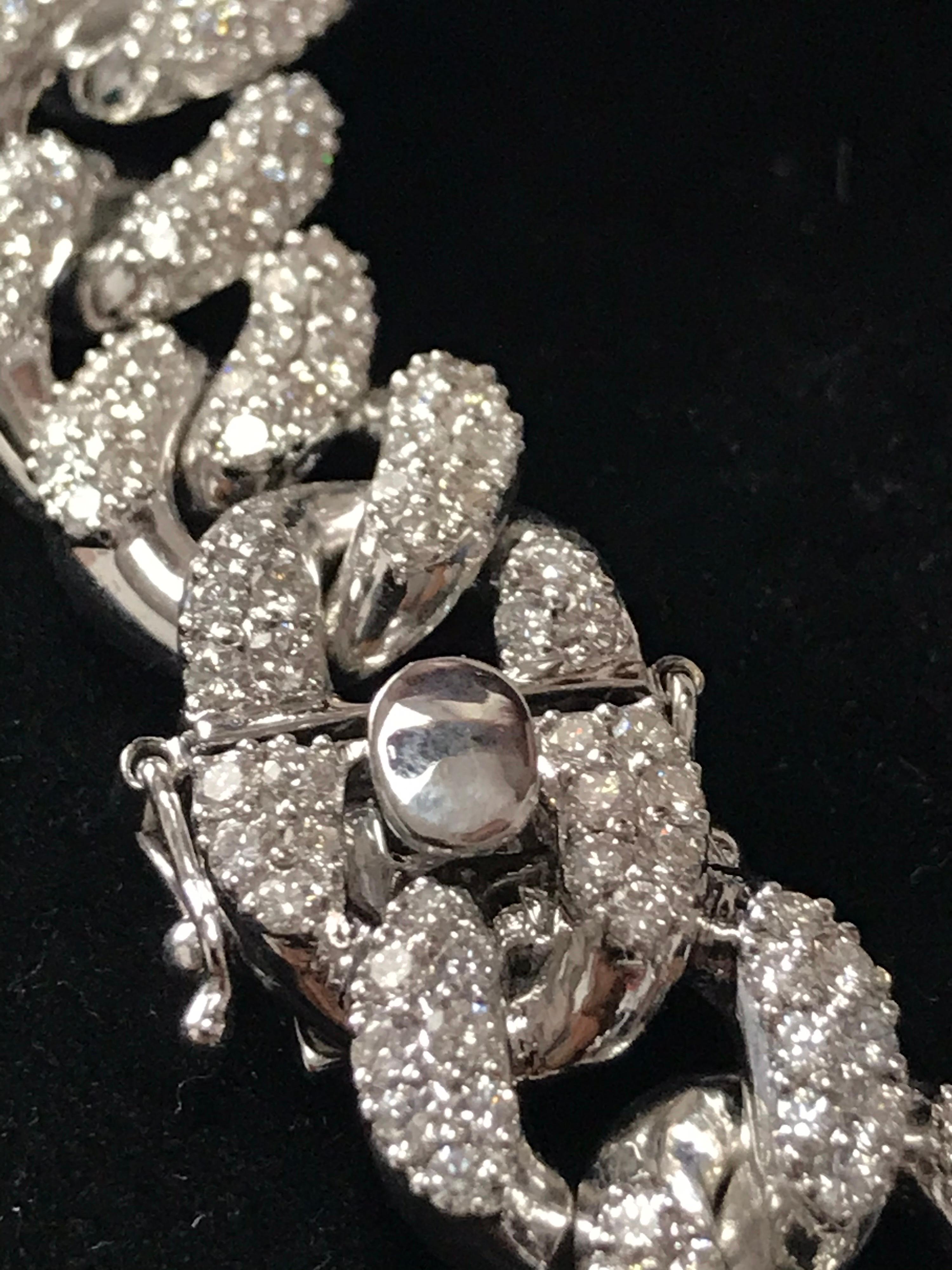 PANIM 20 Carat Pave Set Diamond 18k White Gold Cuban Necklace For Sale 4