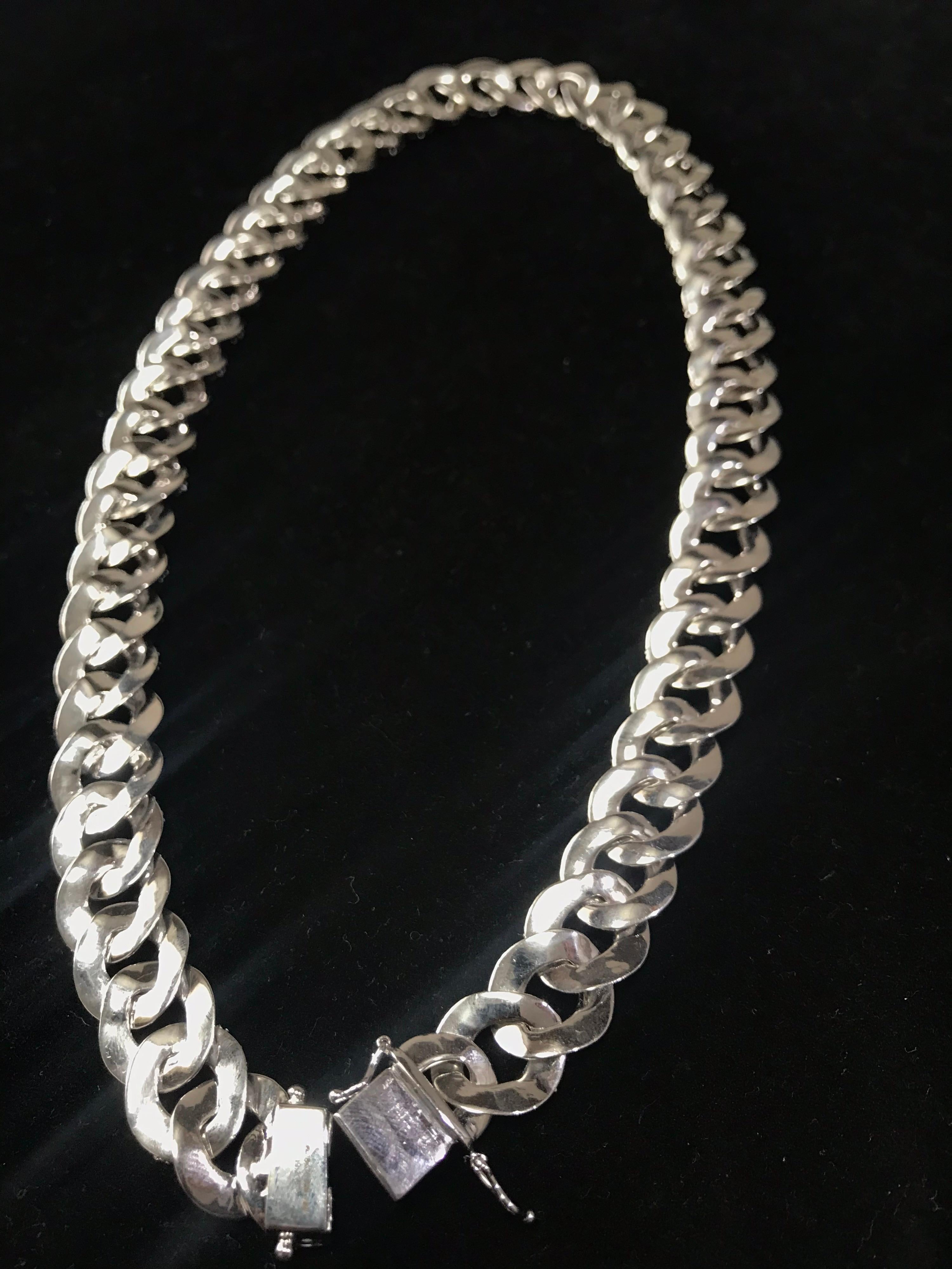 PANIM 20 Carat Pave Set Diamond 18k White Gold Cuban Necklace For Sale 7