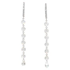 PANIM 2.01 Carat Rosecut and Briolette Diamond Linear Earrings 18k White Gold
