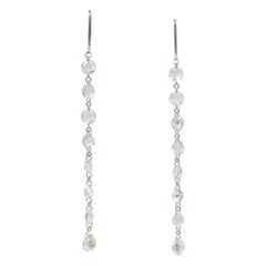 PANIM 2.05 Carat Diamond Rosecut & Briolette 18k White Gold Mono Earrings