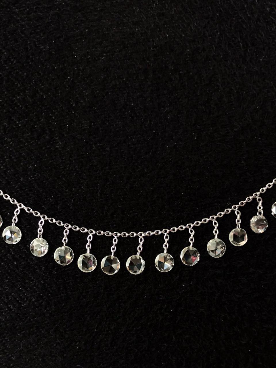 PANIM  2.29 Carat Diamond Rosecut 18K White Gold Dangling Necklace In New Condition For Sale In Tsim Sha Tsui, Hong Kong