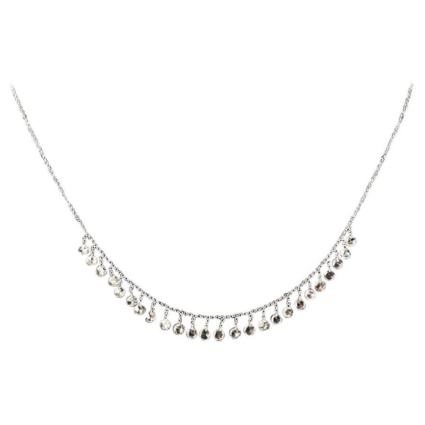 PANIM  2,29 Karat Diamant-Rosenschliff 18K Weißgold baumelnde Halskette im Angebot