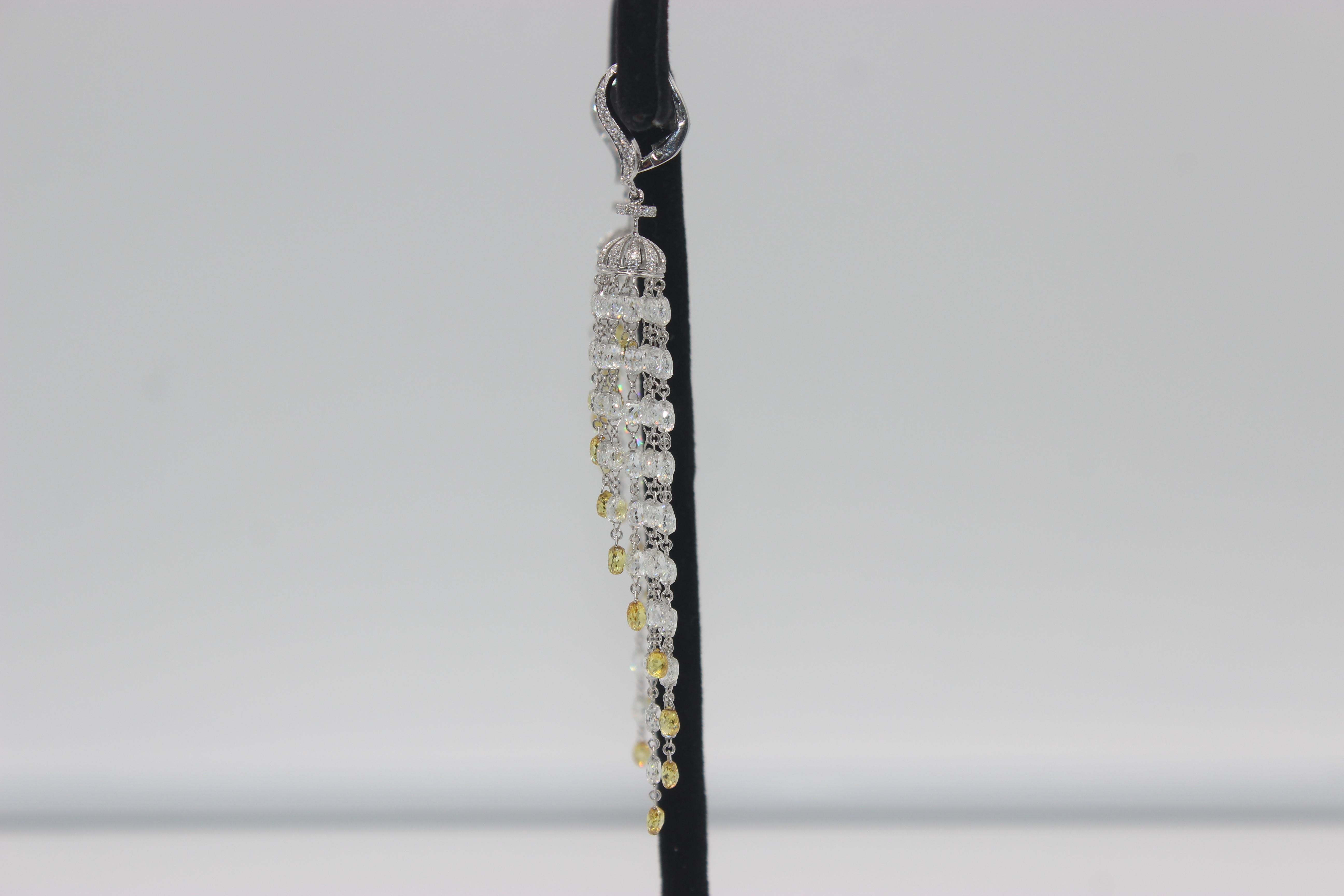 PANIM 23.18 Carats Diamond Briolette 18k White Gold Tassel Earrings In New Condition For Sale In Tsim Sha Tsui, Hong Kong