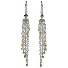 PANIM 23.18 Carats Diamond Briolette 18k White Gold Tassel Earrings