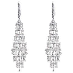 PANIM 24.06 Carat Diamond Briolette Chandelier Earring in 18 Karat White Gold