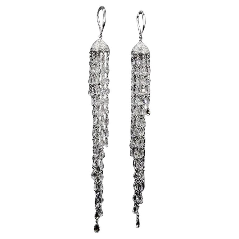 PANIM Boucles d'oreilles à pompon en or blanc 18 carats et diamant Rosecut
