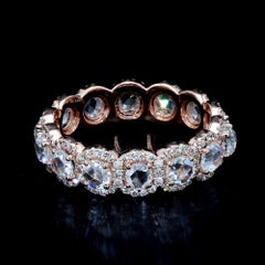 PANIM 18k Rose Gold Round Rosecut Diamond Eternity Ring