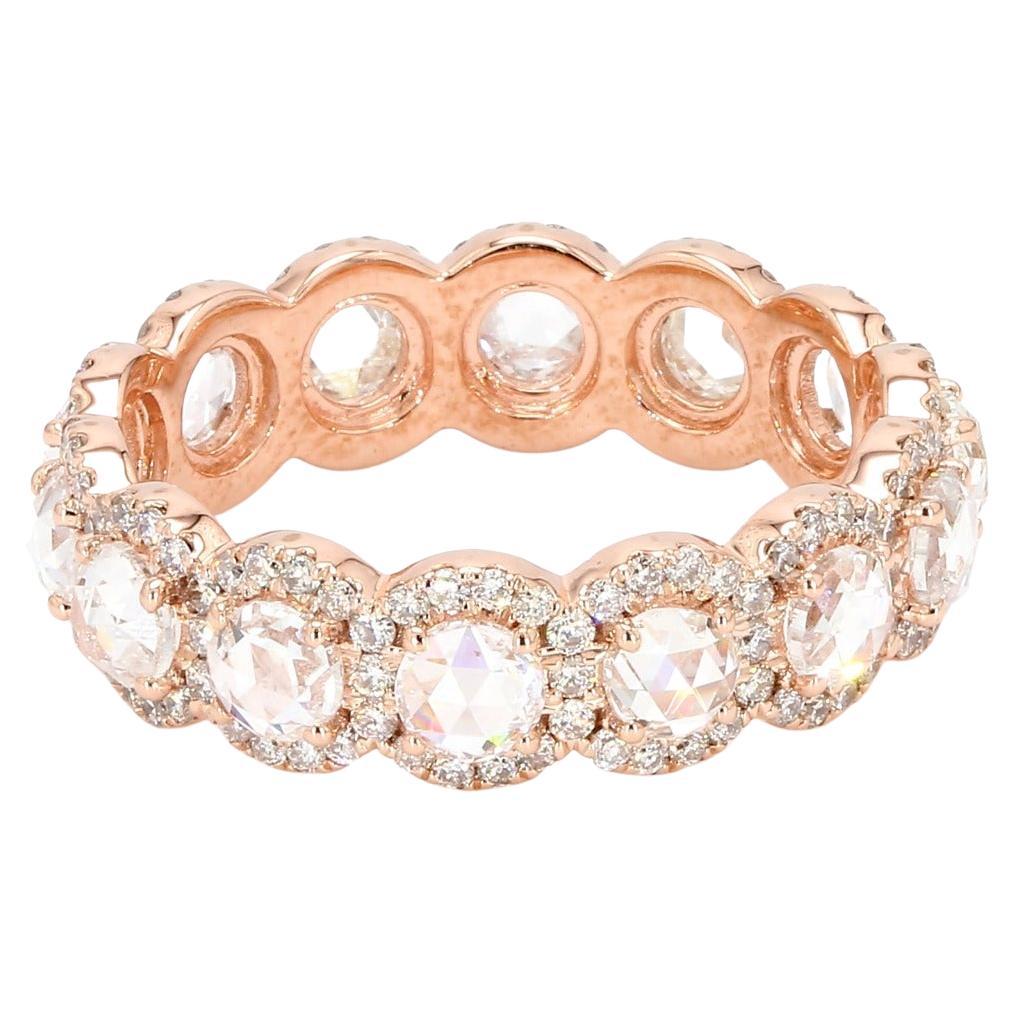 PANIM 18k Rose Gold Round Rosecut Diamond Eternity Ring For Sale