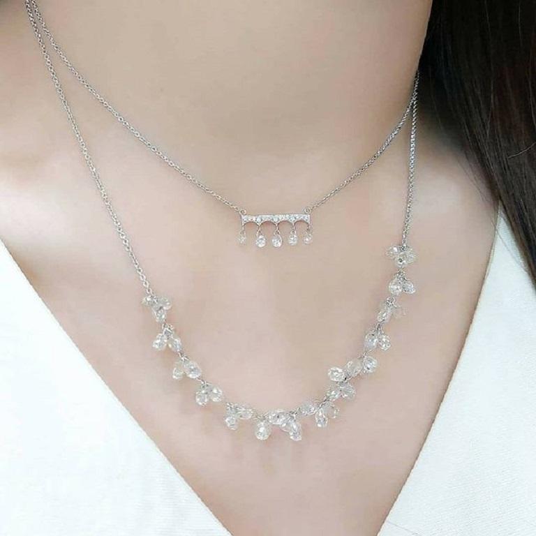 PANIM 26.45 Carat Floral Briolette Necklace in White Gold Necklace For Sale 3