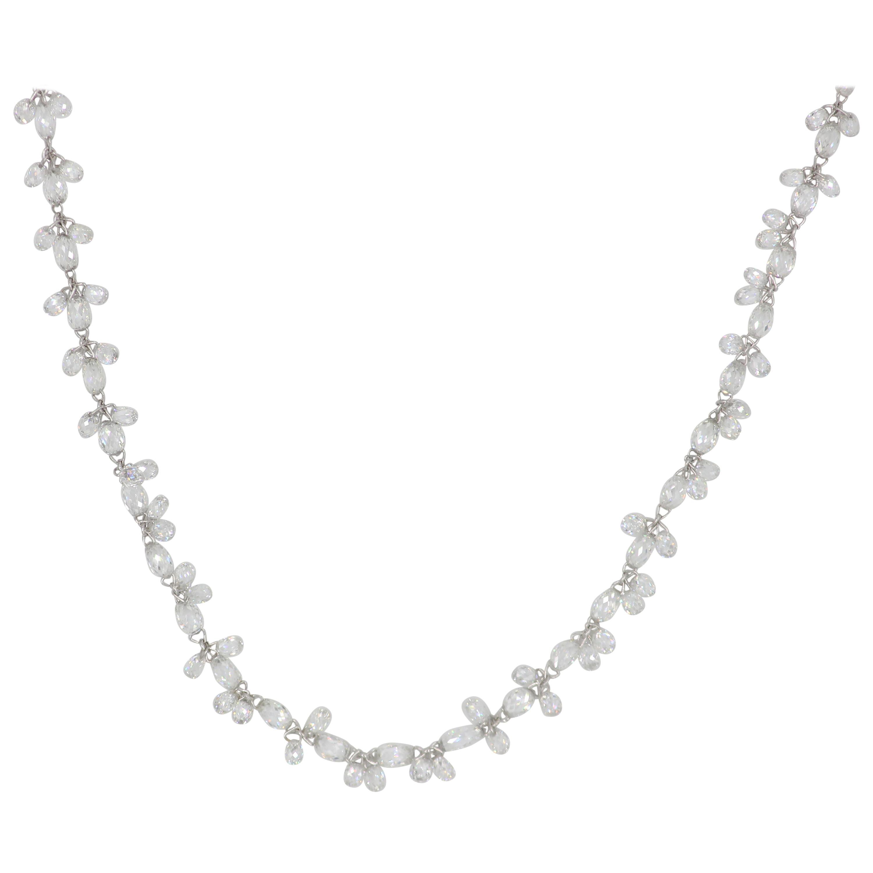 PANIM 26.45 Carat Floral Briolette Necklace in White Gold Necklace