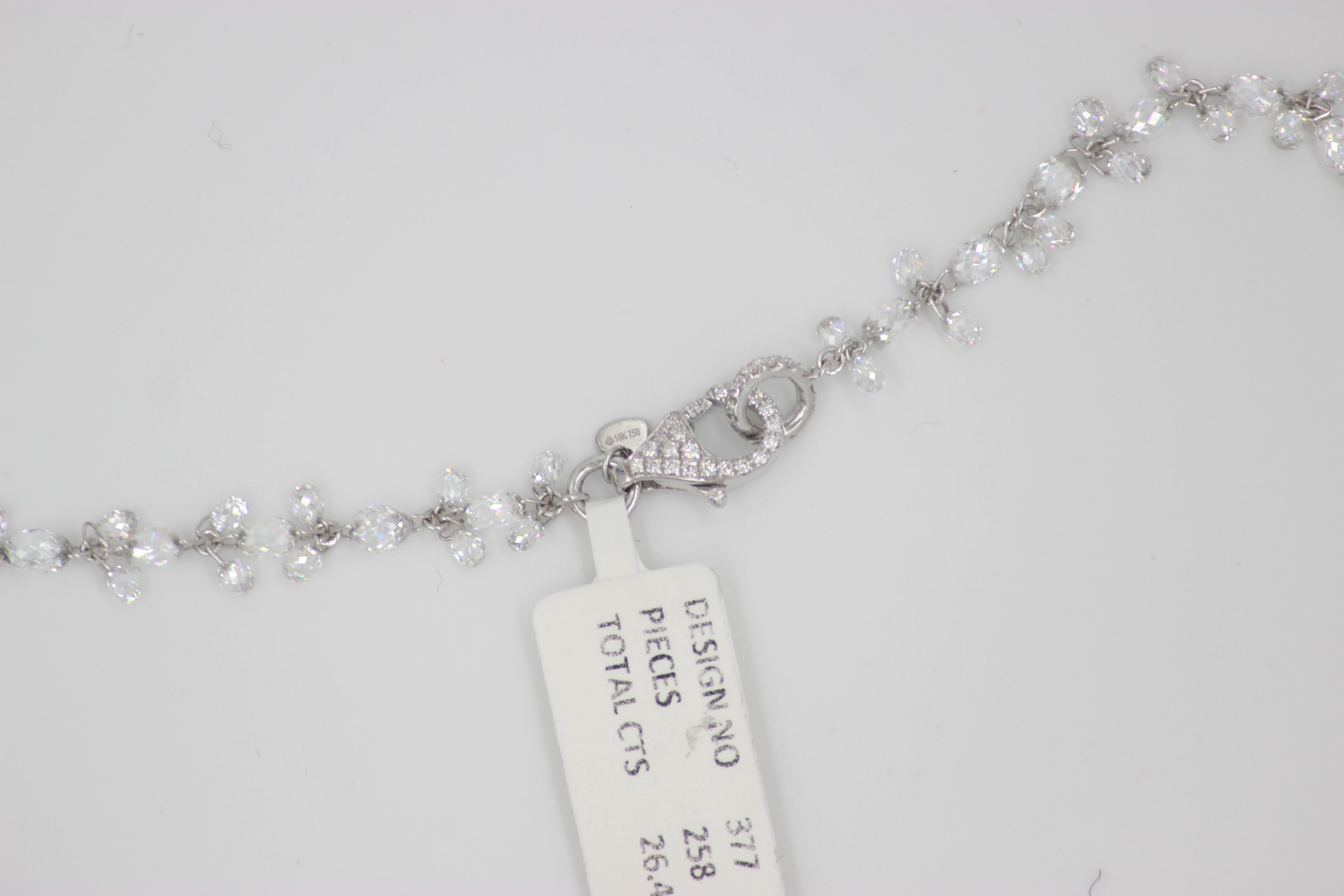 Modern PANIM 26.45 Carat Floral Briolette Necklace in White Gold Necklace For Sale