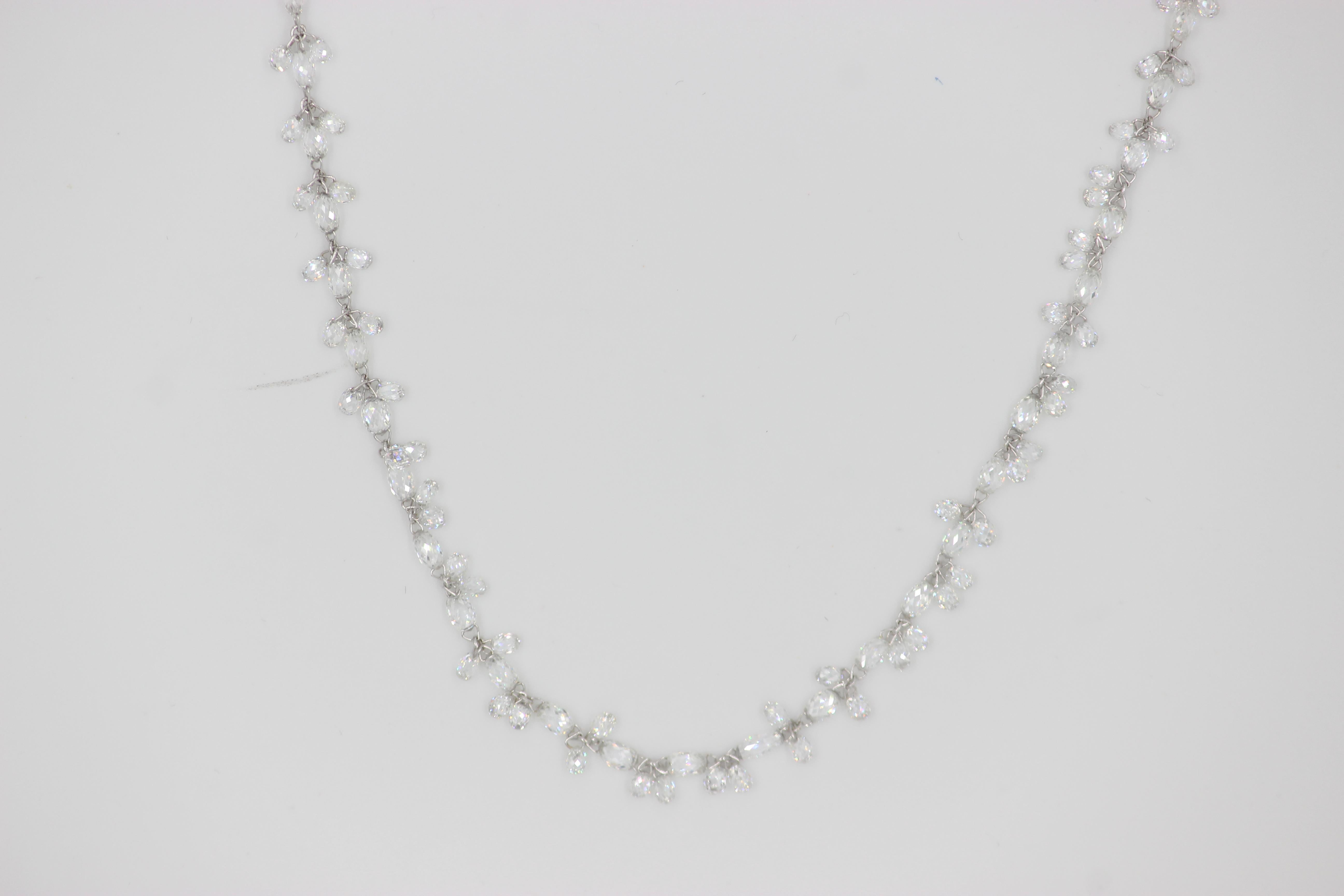 Briolette Cut PANIM 26.45 Carat Floral Briolette Necklace in White Gold Necklace For Sale