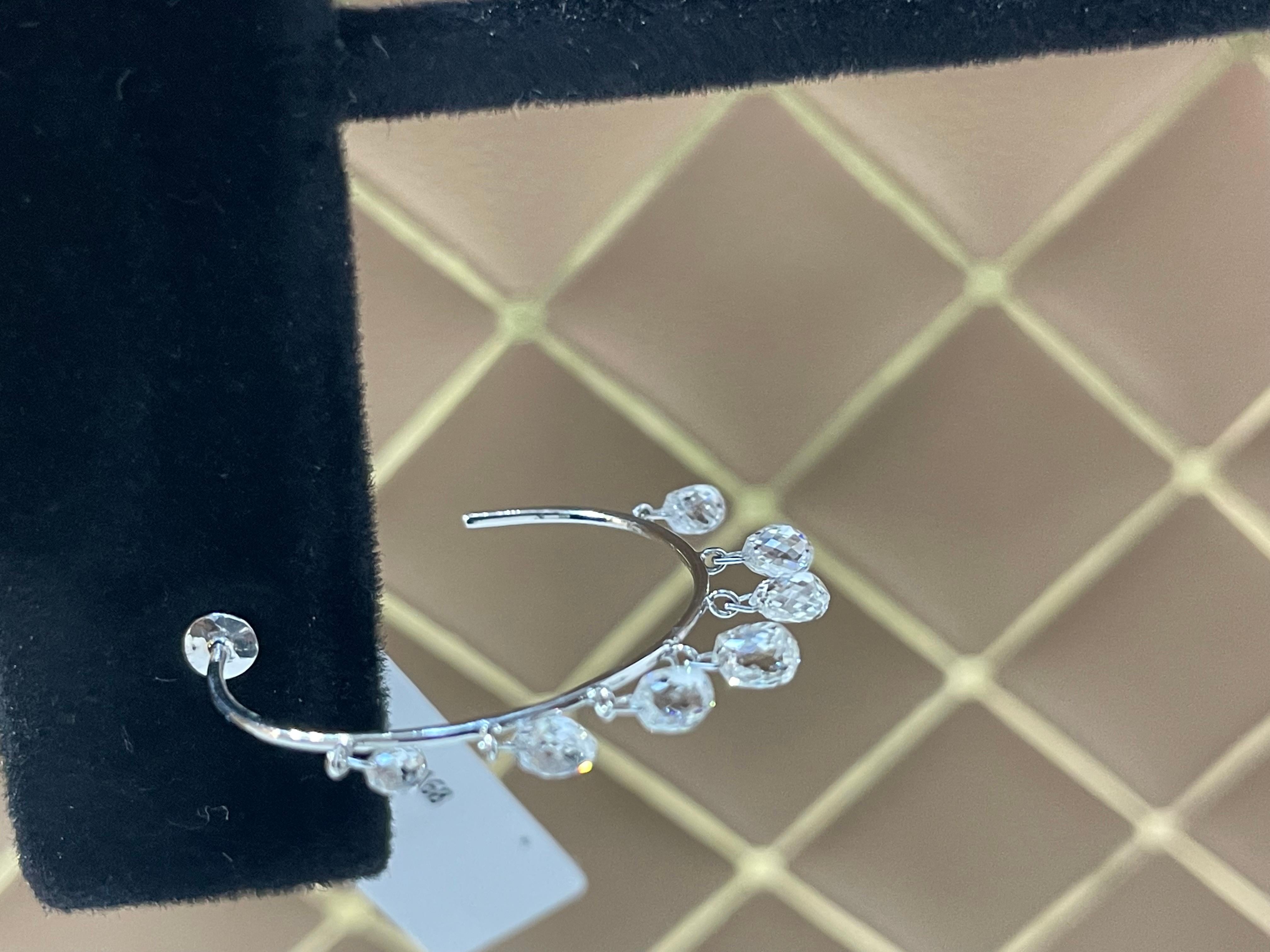PANIM Pendientes de aro de oro blanco de 18 quilates con briolette de diamantes de 2,82 quilates en venta 5