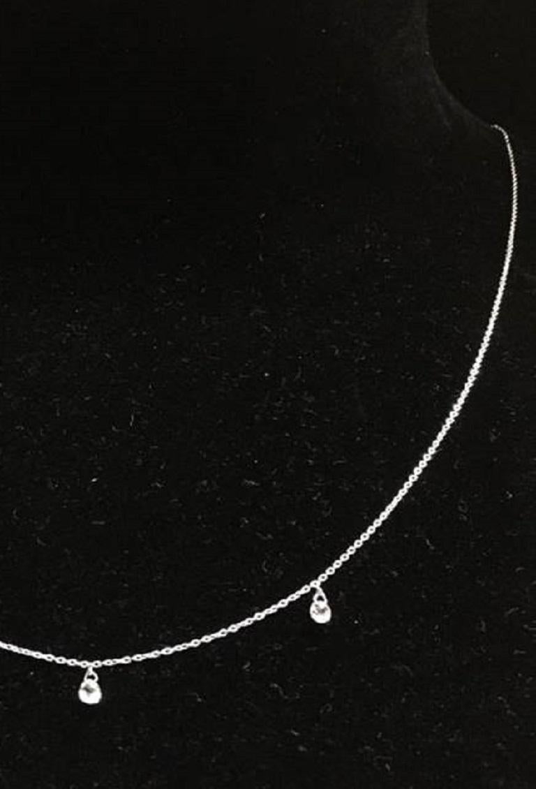 Modern PANIM 3 Dancing Diamond Briolettes 18K White Gold Mille Etoiles Necklace For Sale