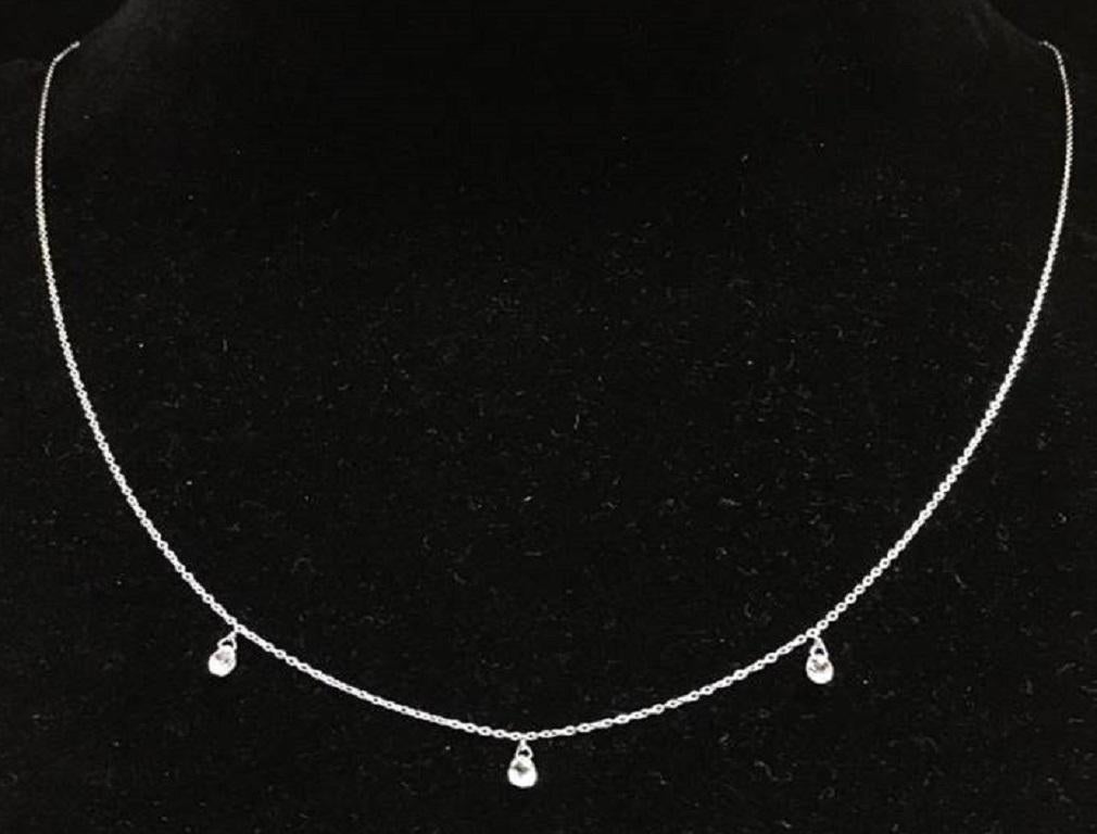 Briolette Cut PANIM 3 Dancing Diamond Briolettes 18K White Gold Mille Etoiles Necklace For Sale
