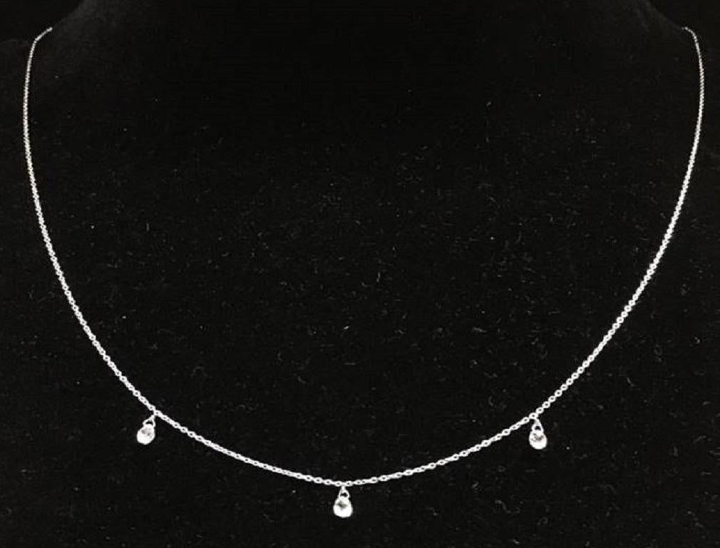 Taille briolette PANIM Collier Mille Etoiles en or blanc 18 carats avec 3 briolettes de diamants en vente