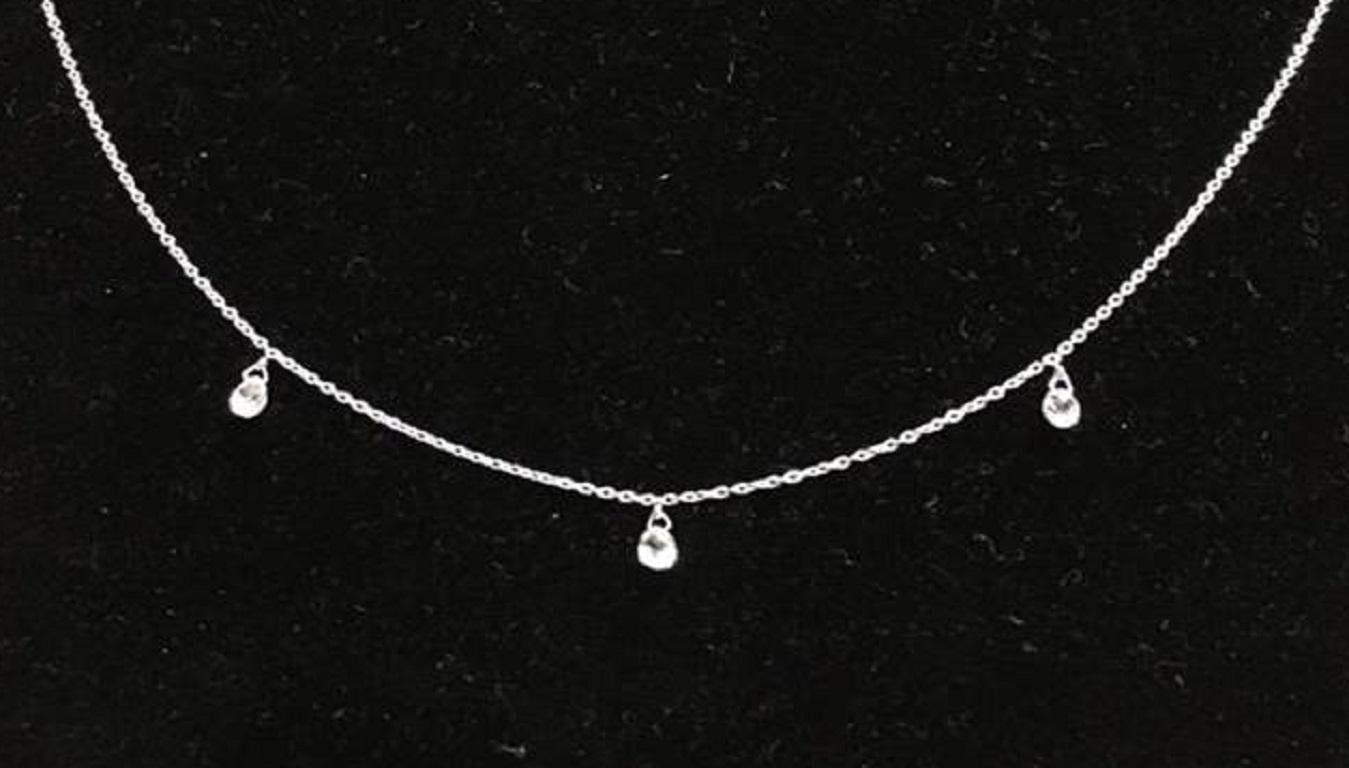 PANIM 3 tanzende Diamant Briolettes 18K Weißgold Mille Etoiles Halskette Damen im Angebot