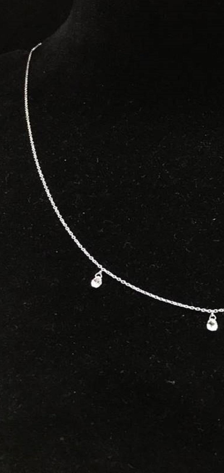 Women's PANIM 3 Dancing Diamond Briolettes 18K White Gold Mille Etoiles Necklace For Sale