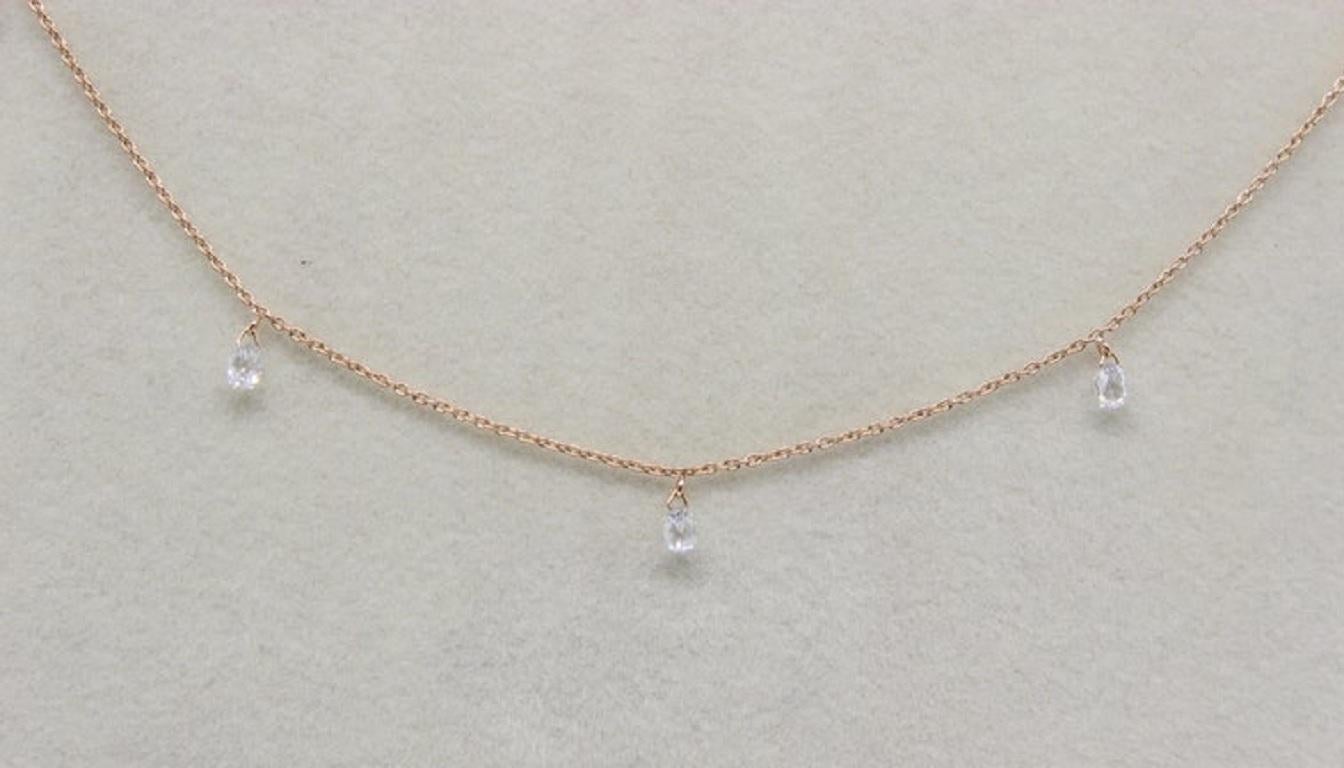 Modern PANIM 3 Dancing Diamond Briolettes 18K Yellow Gold Mille Etoiles Necklace For Sale