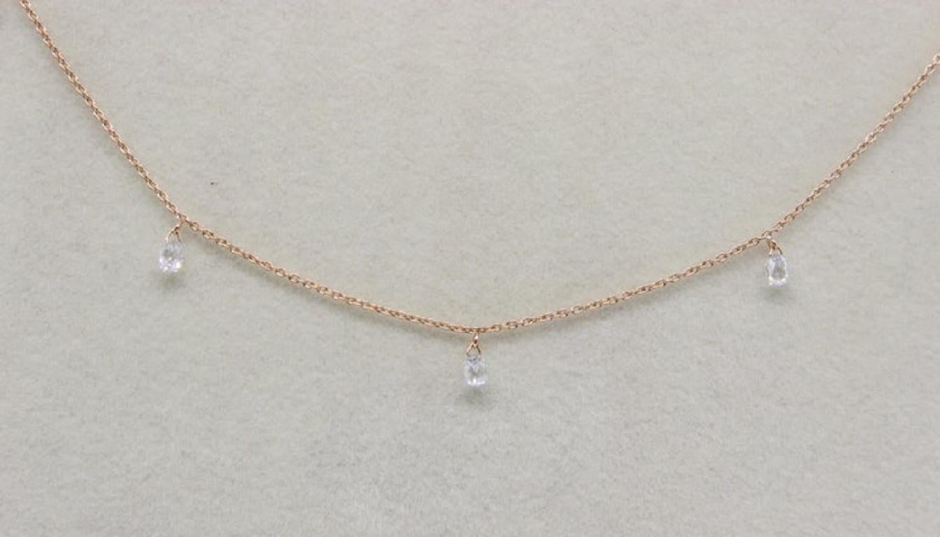 Taille briolette PANIM Collier Mille Etoiles en or jaune 18 carats à 3 briolettes de diamants en vente