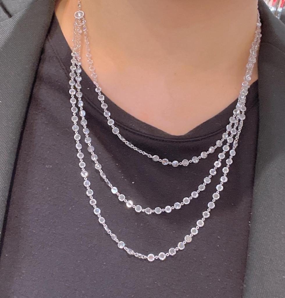 Panim 3 Layer Rosecut Diamond Chain Necklace in 18 Karat White Gold

In this necklace rosecut diamonds are evenly spaced on a white gold chain. This is a piece that can be worn everyday, alone or layered with other necklaces.

18K White Gold
24.18