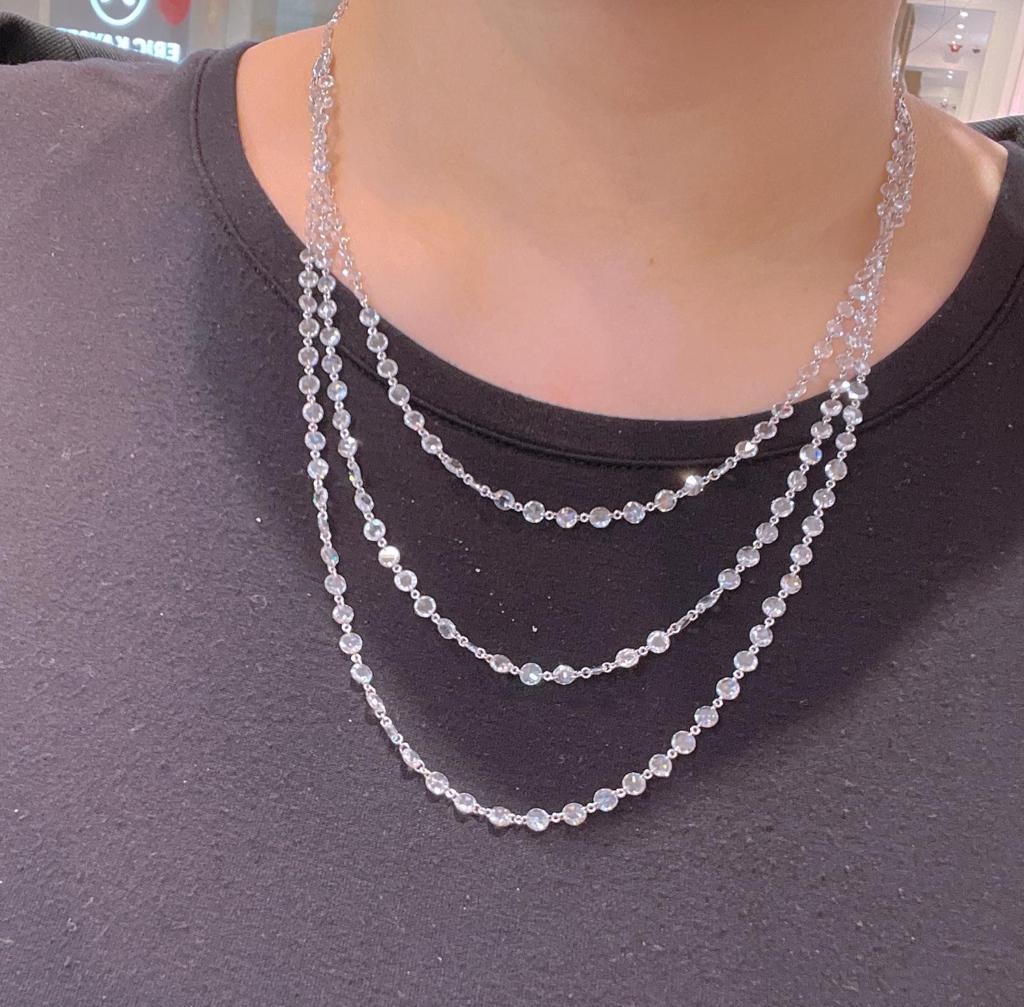3 layer necklace white gold