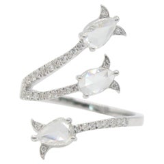 Bague enveloppante en or blanc 18 carats PANIM à 3 pierres et diamant Rosecut