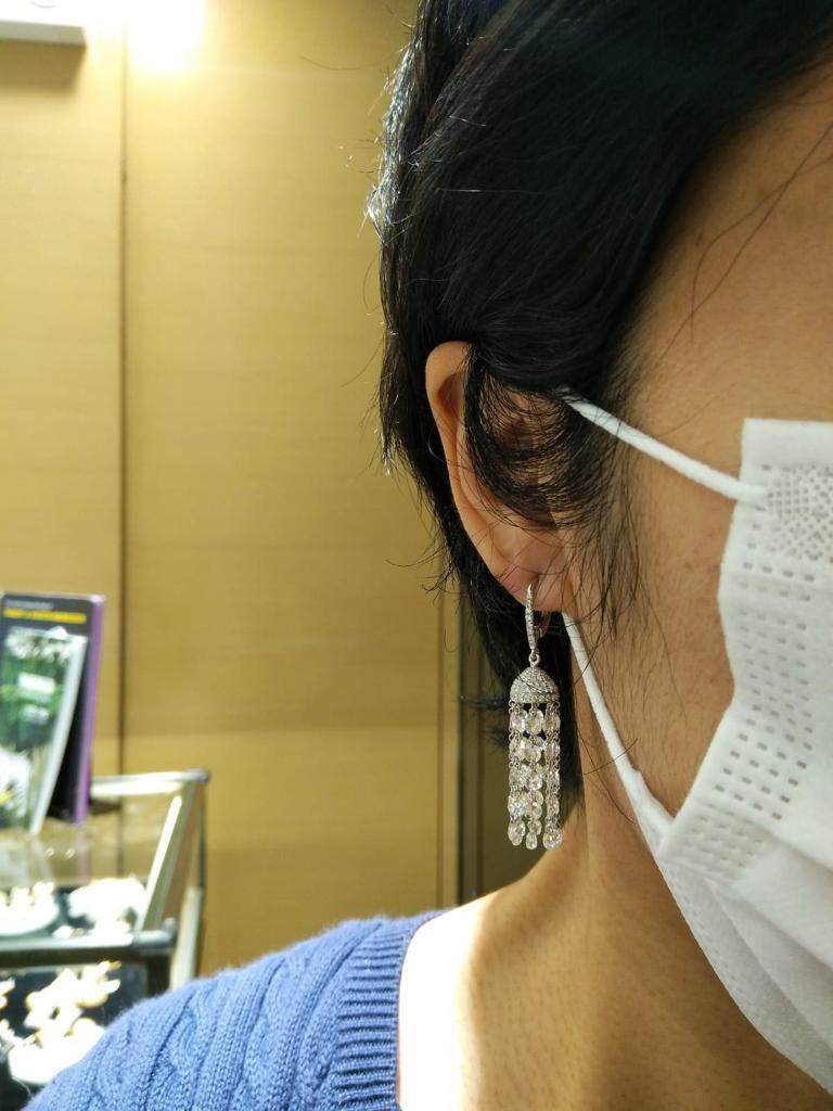 PANIM 30 Carat Diamond Briolette 18 Karat White Gold Tassel Earrings In New Condition For Sale In Tsim Sha Tsui, Hong Kong