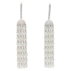 PANIM 30 Carat Diamond Briolette 18 Karat White Gold Tassel Earrings