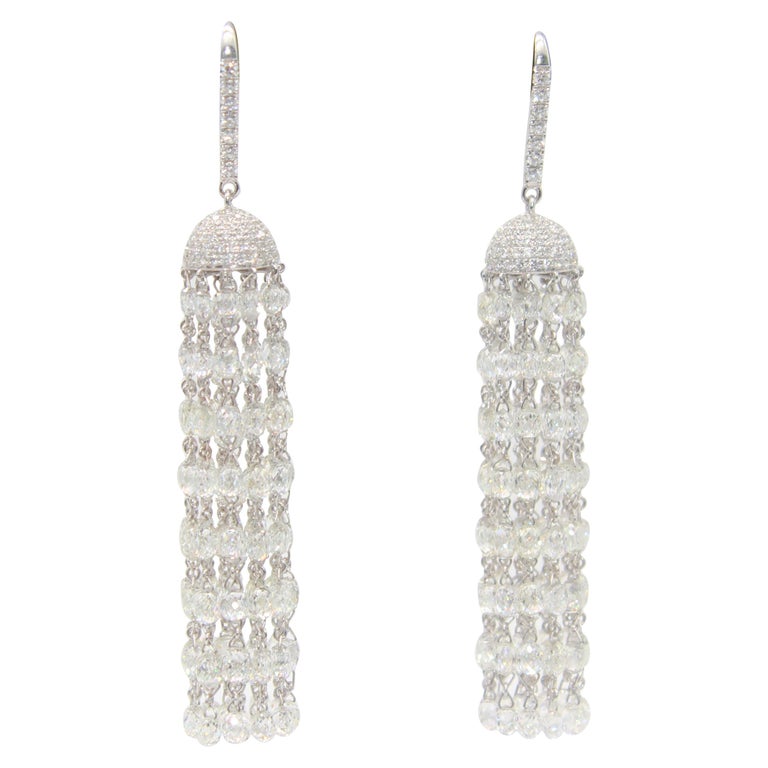 PANIM 30 Carat Diamond Briolette 18 Karat White Gold Tassel Earrings For  Sale at 1stDibs | tassel diamond earrings, panim shop, diamond briolette  earrings