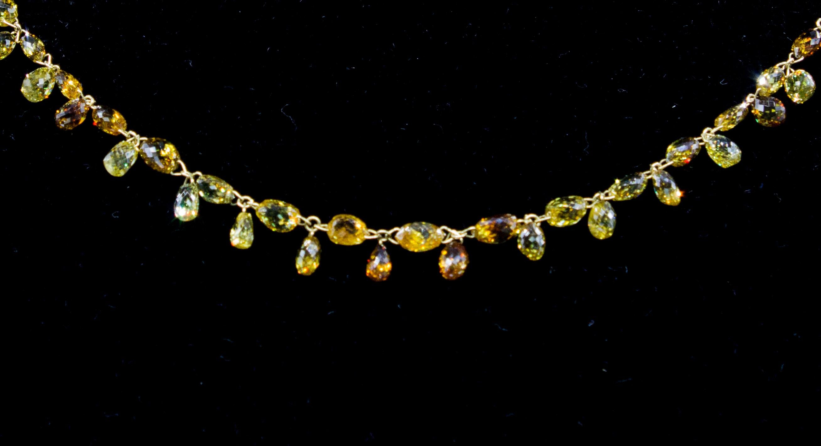 Modern PANIM 34.20 Carat Natural Fancy Color Diamond Floral Choker Link Necklace For Sale