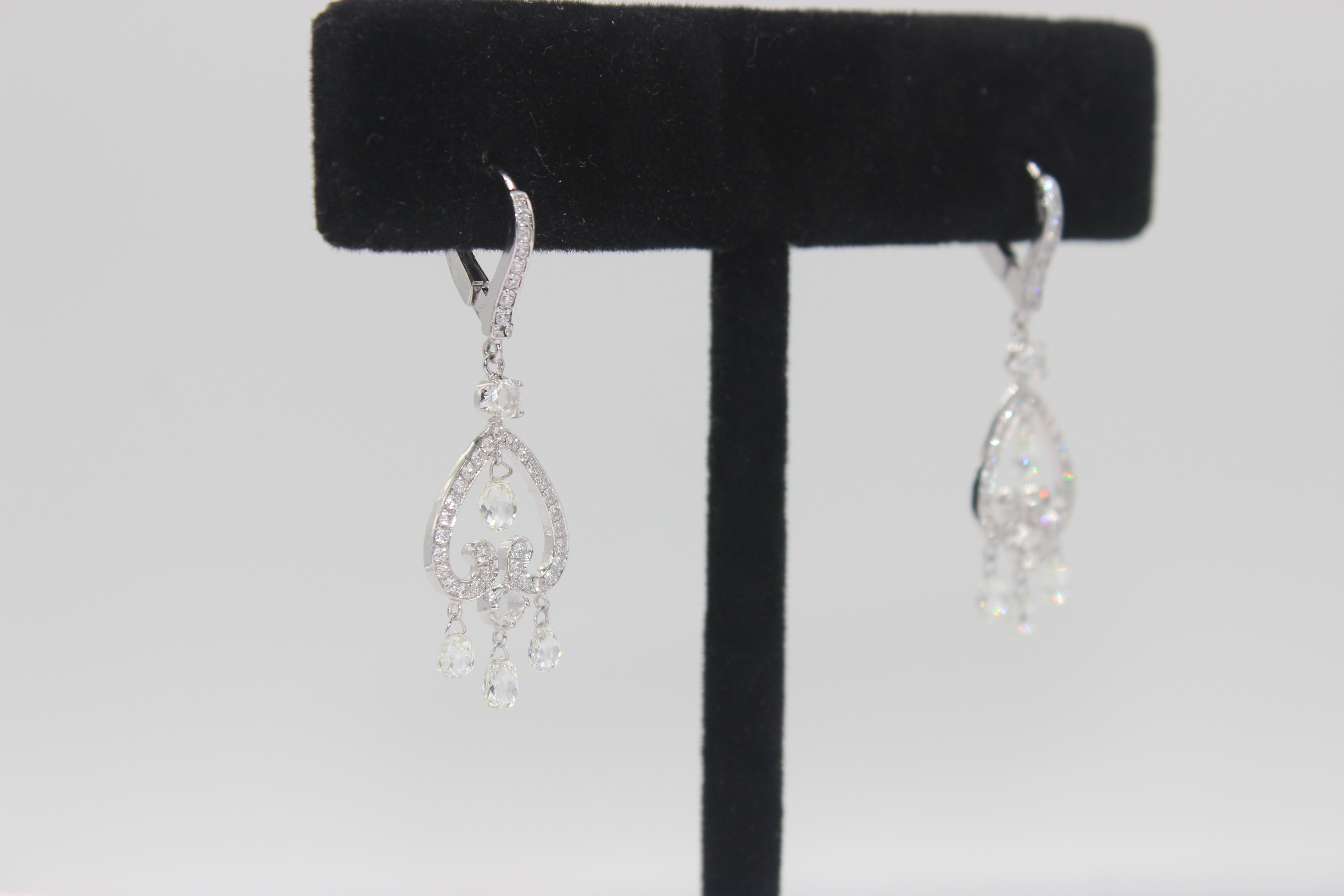 PANIM 3.51 Carat Diamond Briolette & Roundell 18K White Gold Earrings

In the shape of Heart , this earrings is special for your loved having the briolette drops and porttrait cut diamond.This pair of Diamond Briolette earrings ,features clusters of