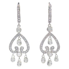 Boucles d'oreilles PANIM 3.51 Carat Diamond Briolette & Roundell en or blanc 18K
