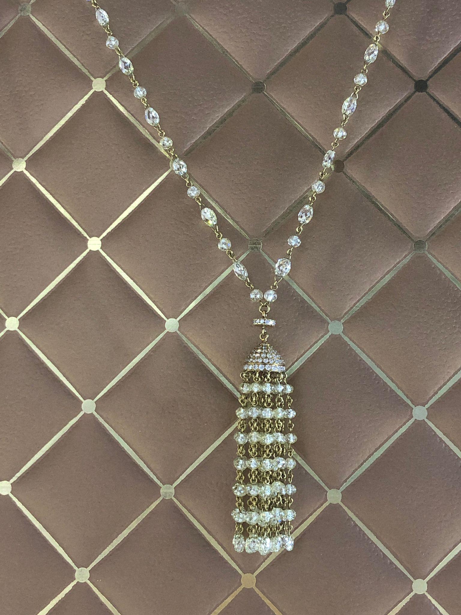 PANIM 36,46Ct - Collana con perline e briolette di diamanti in oro giallo 18 carati in vendita 5