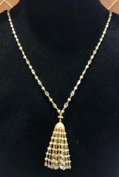 PANIM 36.46Ct Diamond Briolette & Beads Tassel Necklace in 18 Karat Yellow Gold