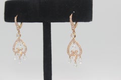 PANIM 3.80 Carat Diamond Briolette & Roundell 18K Rose Gold Earrings