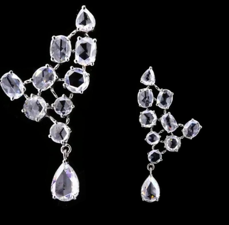 PANIM Ohrringe aus 18 Karat Weißgold mit 3,84 Karat Diamanten im Rosenschliff Damen im Angebot