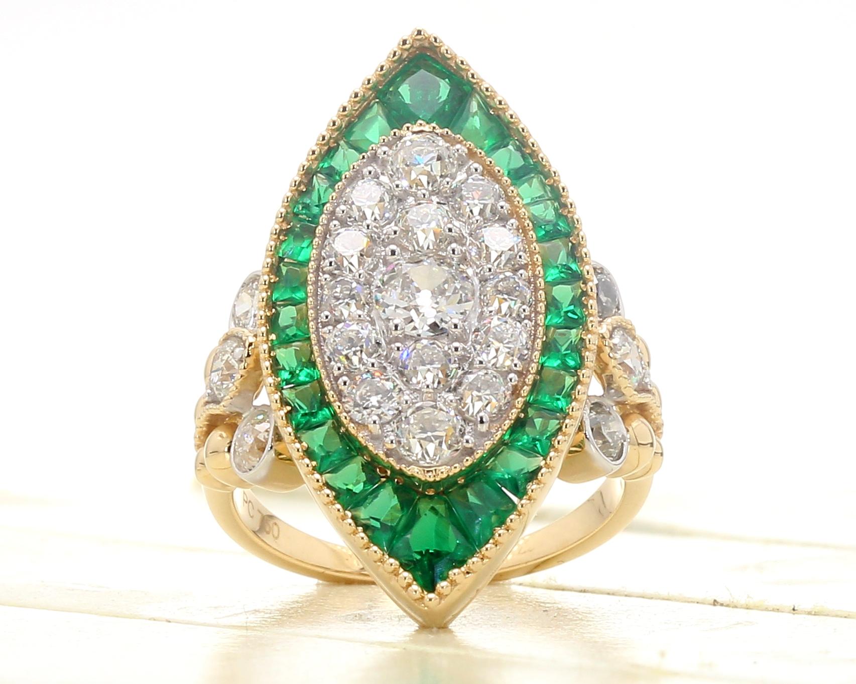PANIM 3.85 Carats 18K Yellow Gold Old European Cut Diamond & Emerald Ring

This lovely Panim ring is made in 18k yellow gold and showcases the graceful simplicity of dazzling round Old European diamonds & Emerald. It is a classic and heartfelt