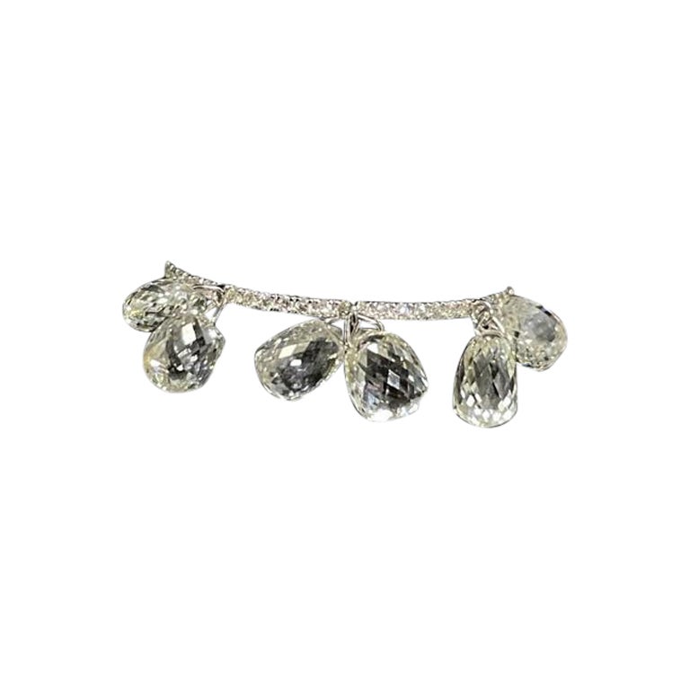 PANIM Bague pendante en or 18 carats avec briolette en diamant de 3cts
