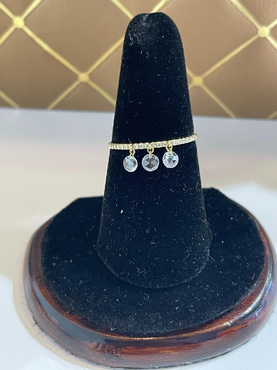 Modern PANIM 3PC Rosecut Diamond Band Ring in 18 Karat White Gold For Sale