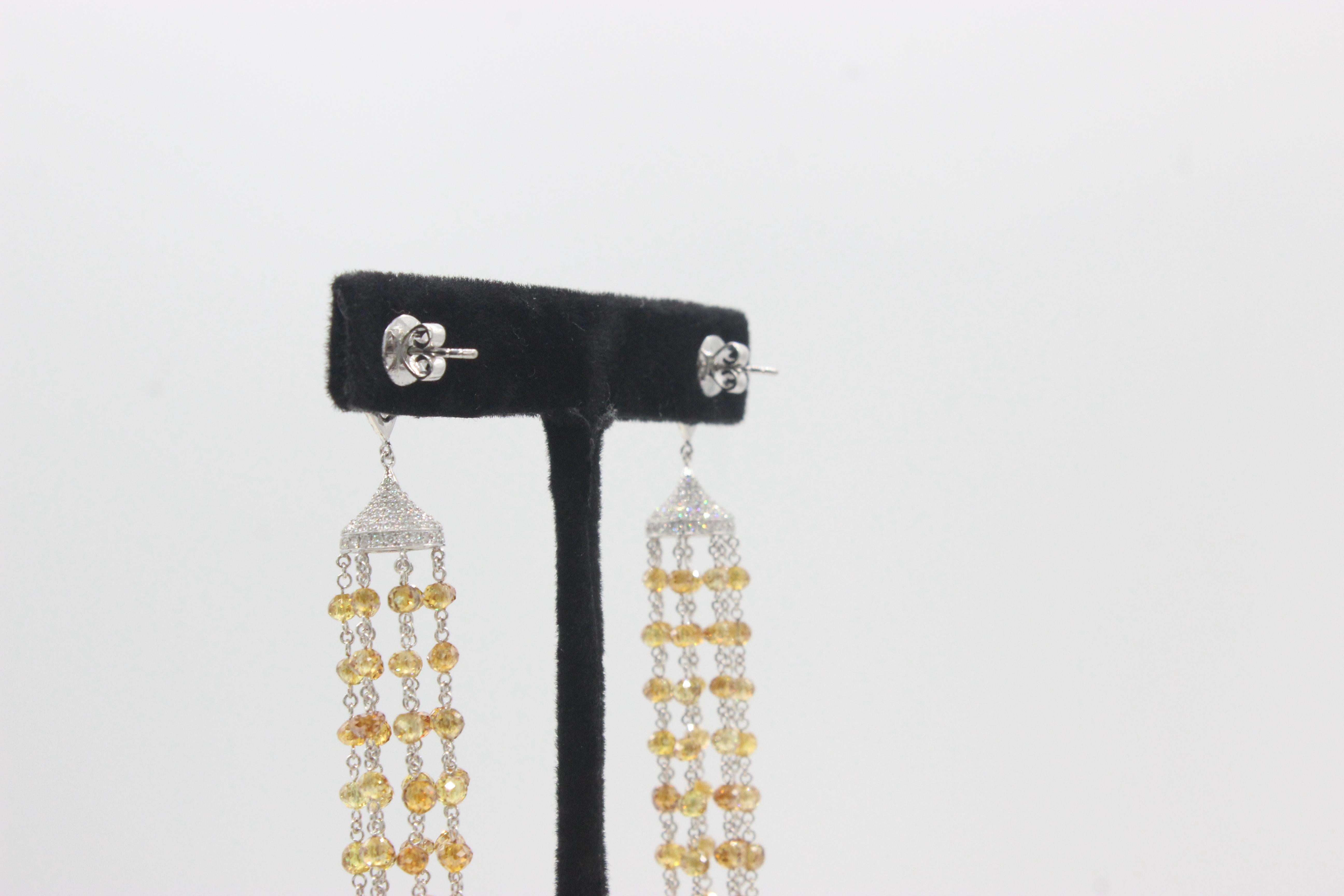 PANIM Boucles d'oreilles cocktail en or blanc 18 carats avec perles de diamants de couleur fantaisie de 40 carats en vente 6