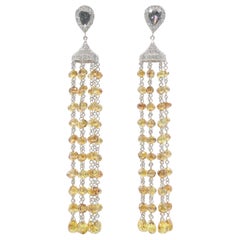 PANIM Boucles d'oreilles cocktail en or blanc 18 carats avec perles de diamants de couleur fantaisie de 40 carats