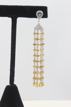 PANIM 40 Carat Fancy Color Diamond Beads Cocktail Earrings 18 Karat White Gold