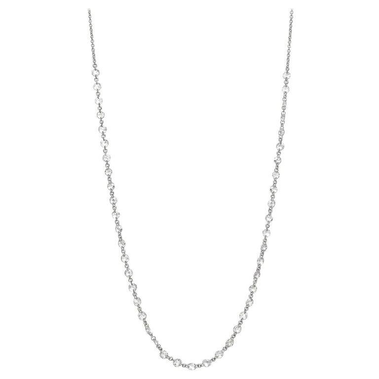 4.51 Carats of diamond Rosecut set in necklace having 18k White Gold
