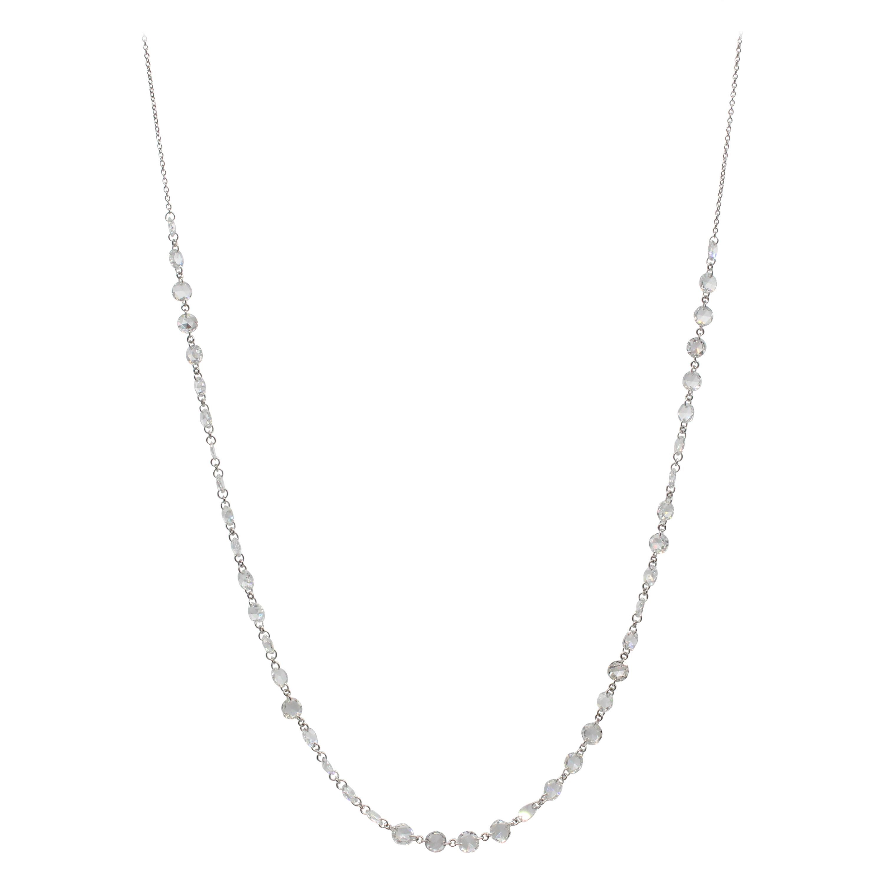 PANIM Collier en or blanc 18 carats avec diamants taille rose de 4,51 carats