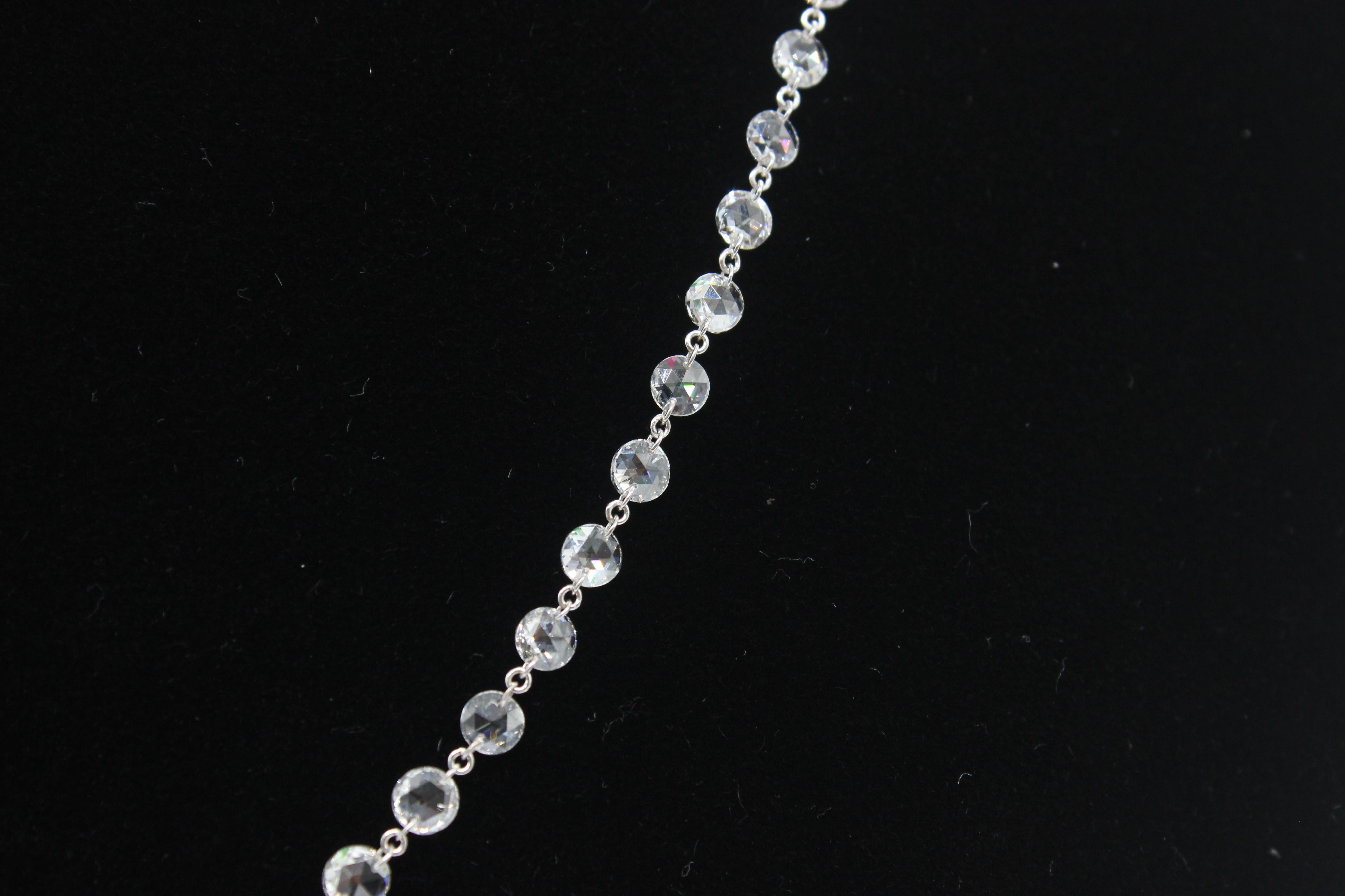 PANIM 4.51 Carat Diamond Rosecut 18 Karat White Gold Necklace For Sale 5